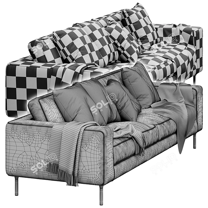 Elegant Neo 3-Seater Sofa 3D model image 4