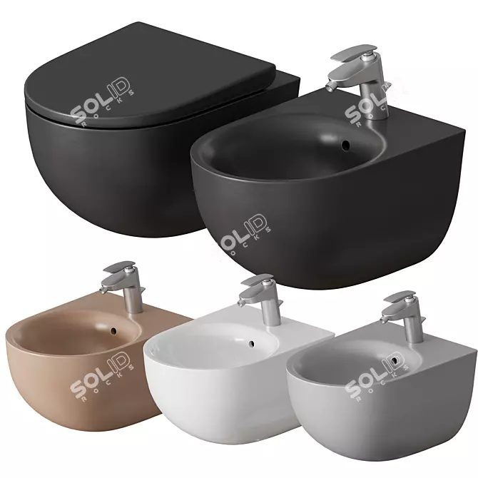 Title: RAK-DES WC: Contemporary Bauhaus-inspired Bathroom Set 3D model image 1