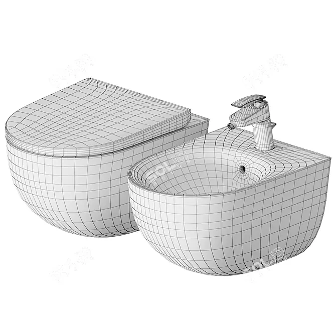 Title: RAK-DES WC: Contemporary Bauhaus-inspired Bathroom Set 3D model image 6