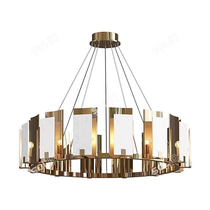 Brass & White Carrara Chandelier 3D model image 1