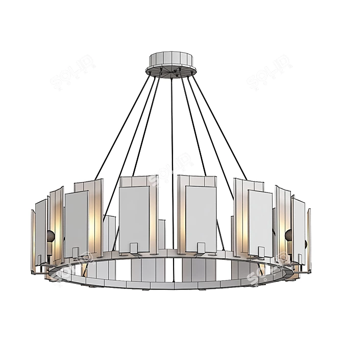 Brass & White Carrara Chandelier 3D model image 2