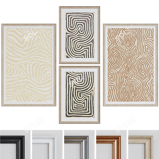 Modern Abstract Picture Frame Set 3D model image 1