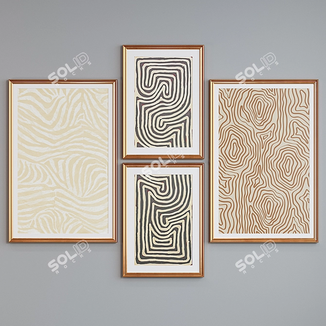 Modern Abstract Picture Frame Set 3D model image 2