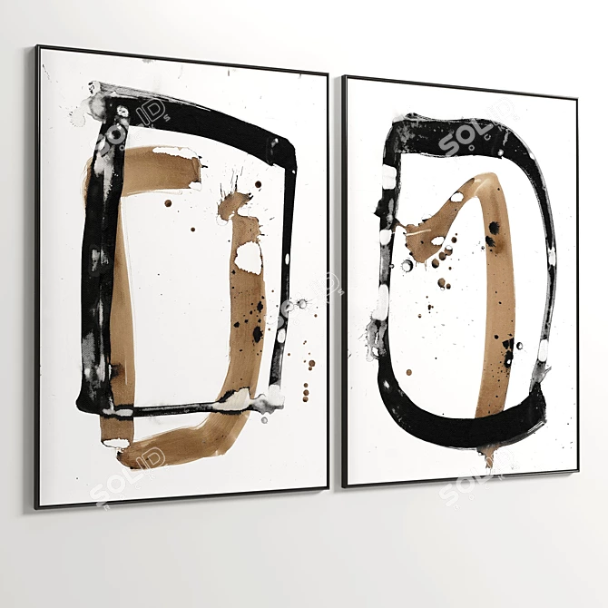 Elegant Plaster Dual Photo Frame 3D model image 4