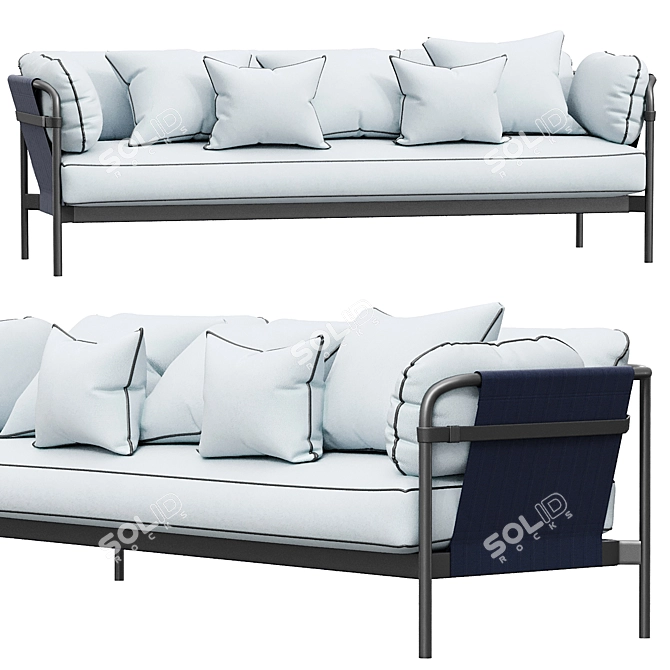 Comfortable Can HAY Sofa: 3-Seater 3D model image 1