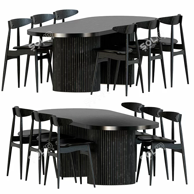 Modern Ash Dining Chair Black 3D model image 1