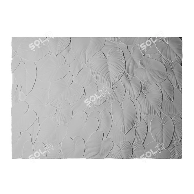 Fogliame Om: Handcrafted 3D Relief Panel 3D model image 2