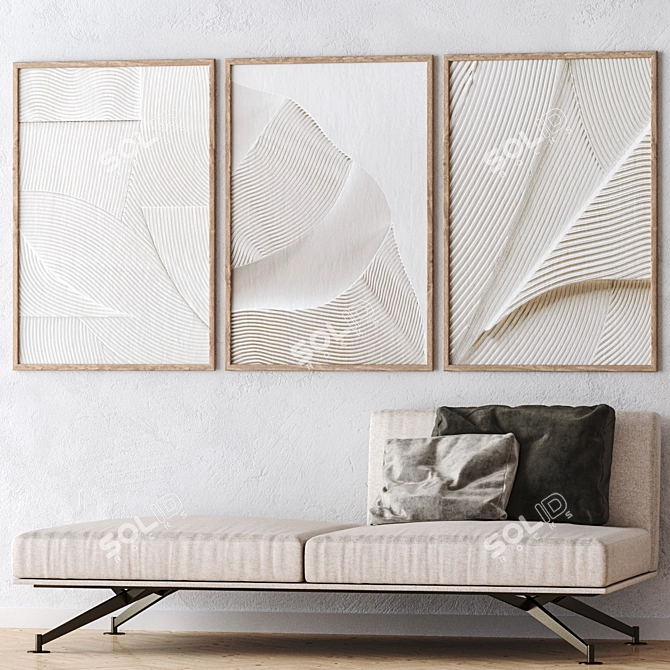 Elegant Wall Art Set: 4 Colorful Frames, Aquarelle Texture 3D model image 2