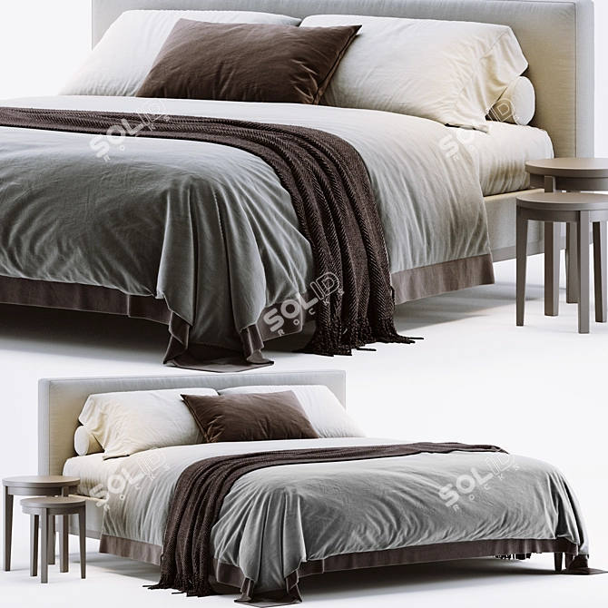 Modern Coastal Style West Elm Newport Bed 3D model image 1