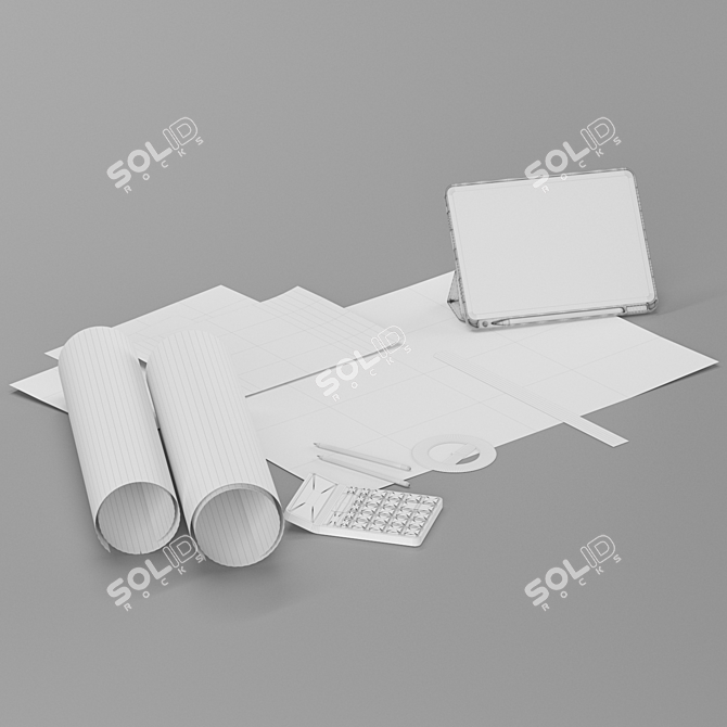 Architect's Workstation: Draftsman Set 3D model image 5