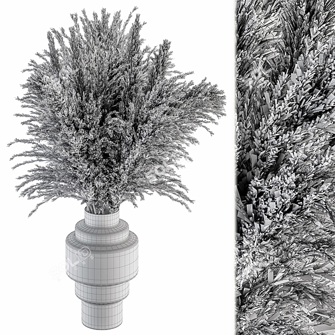 Feathery Bliss: Dried Pampas Set 3D model image 4