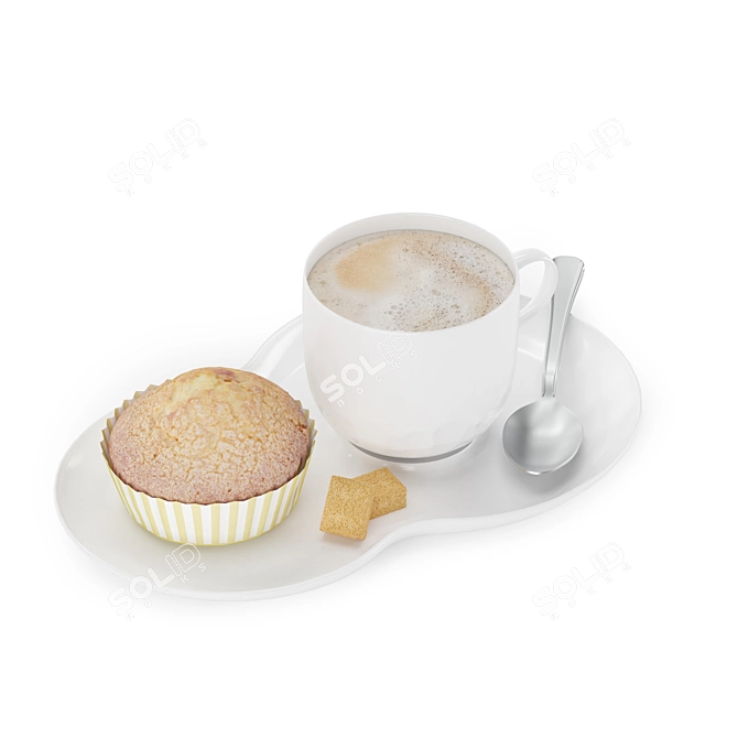 Delicious Cupcake Coffee Set 3D model image 1