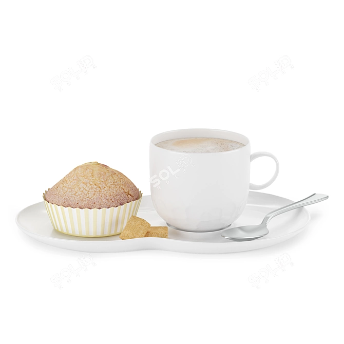 Delicious Cupcake Coffee Set 3D model image 3