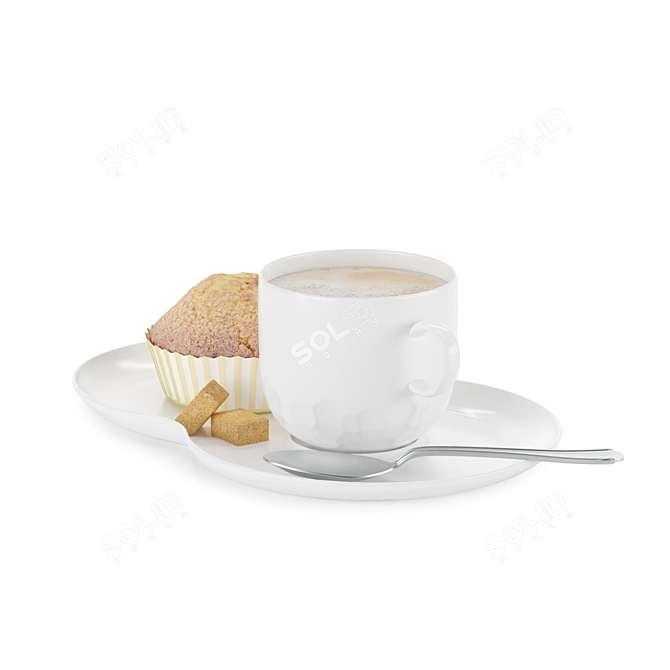 Delicious Cupcake Coffee Set 3D model image 4