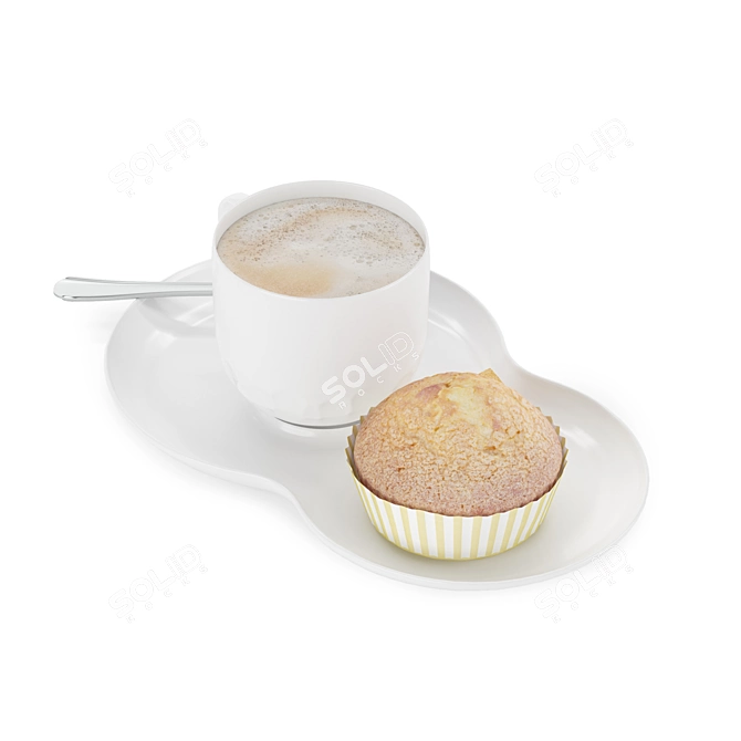 Delicious Cupcake Coffee Set 3D model image 6