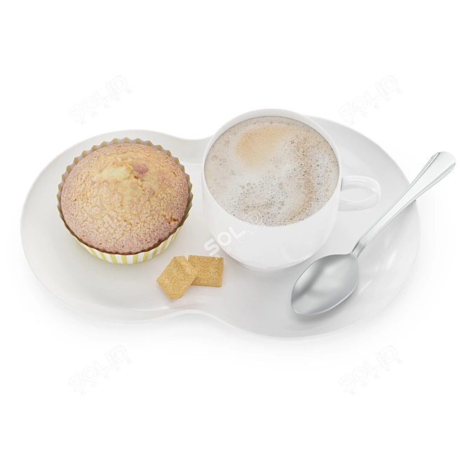 Delicious Cupcake Coffee Set 3D model image 7