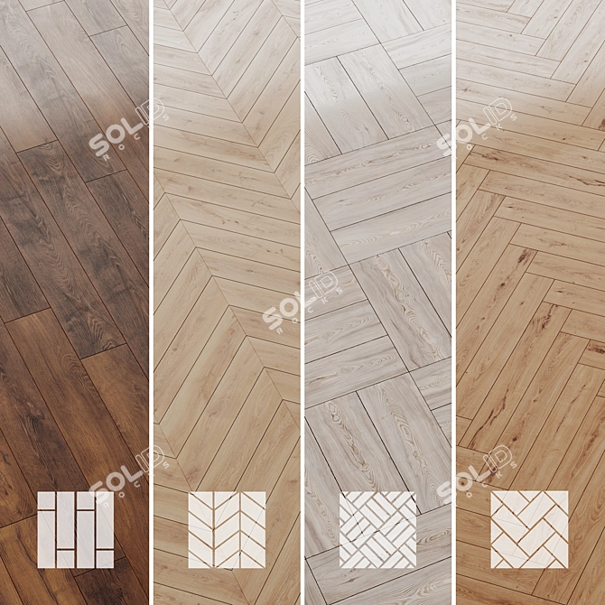 Premium Wood Parquet Flooring Set 3D model image 1