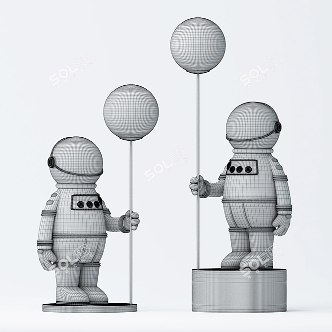 Luminous Astronaut Floor Lamp 3D model image 2