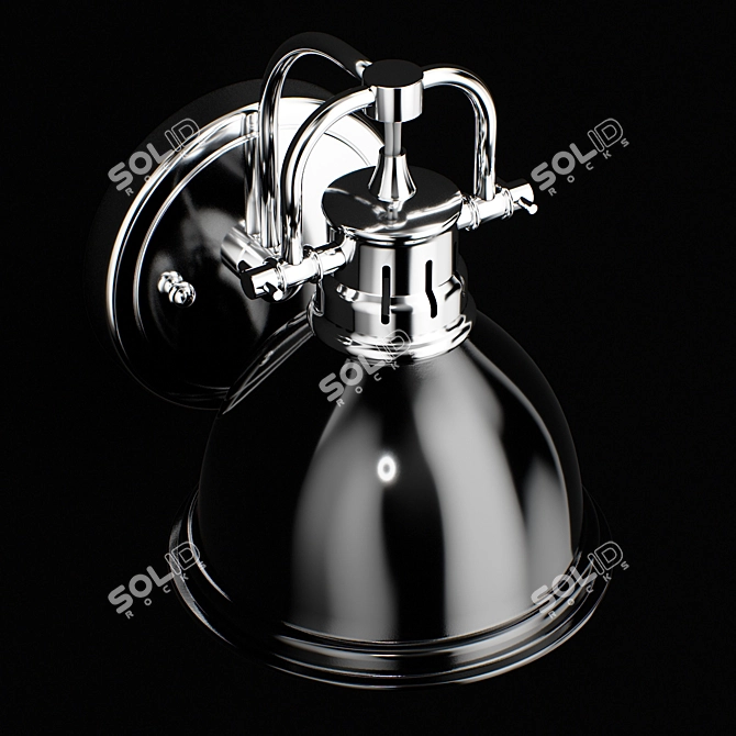 Title: Golden Lighting Chrome Black Wall Sconce 3D model image 2