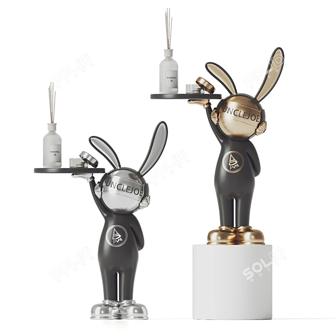 Whimsical Rabbit Shelf: 3D Sculpture 3D model image 1