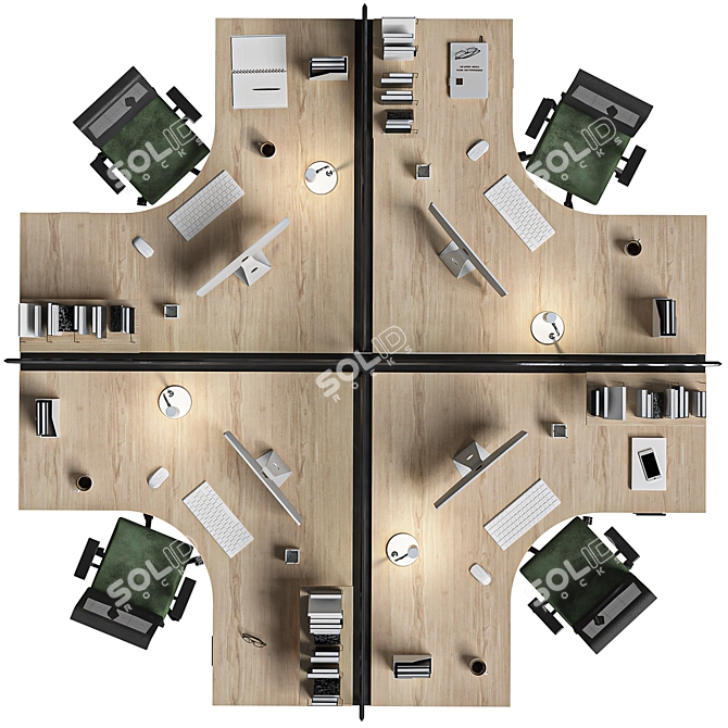 Modern Office Furniture Set 3D model image 2