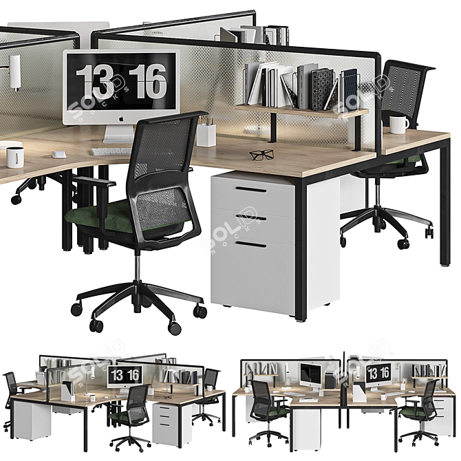 Modern Office Furniture Set 3D model image 5