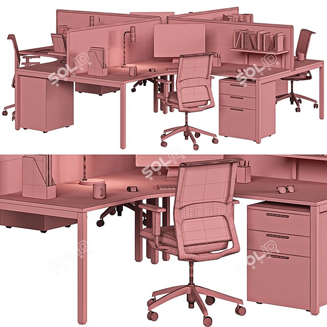 Modern Office Furniture Set 3D model image 6