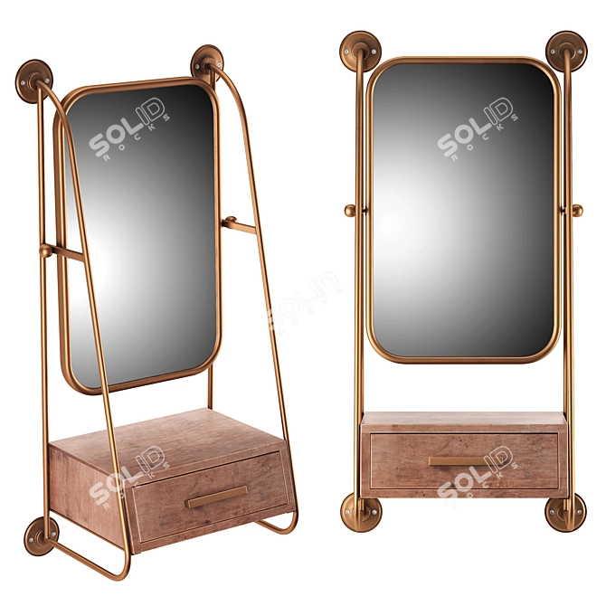 Title: Modern Gold Mirror Shelf 3D model image 1