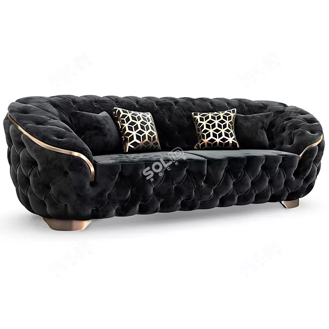 Luxurious Lupino Black Velvet Sofa 3D model image 1