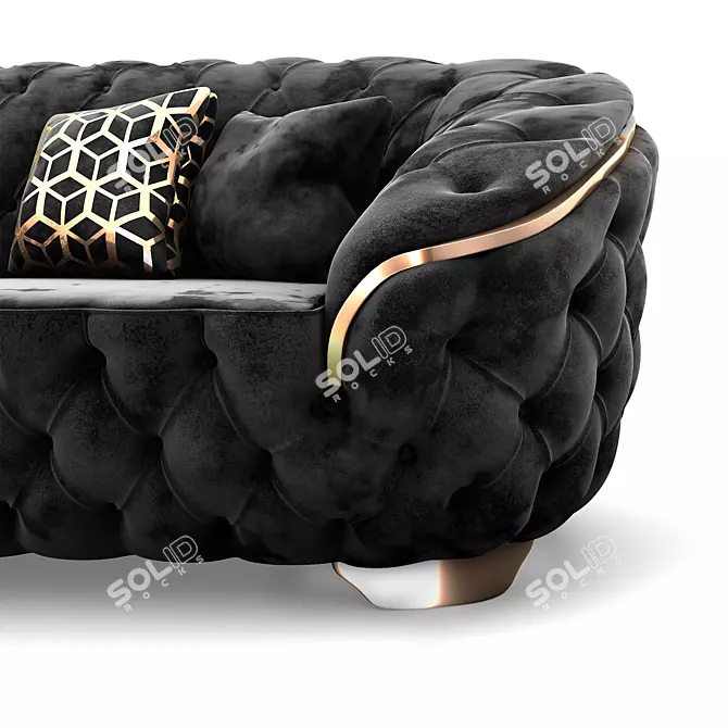 Luxurious Lupino Black Velvet Sofa 3D model image 2