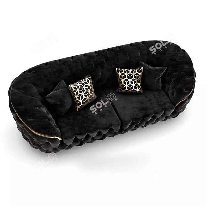 Luxurious Lupino Black Velvet Sofa 3D model image 3