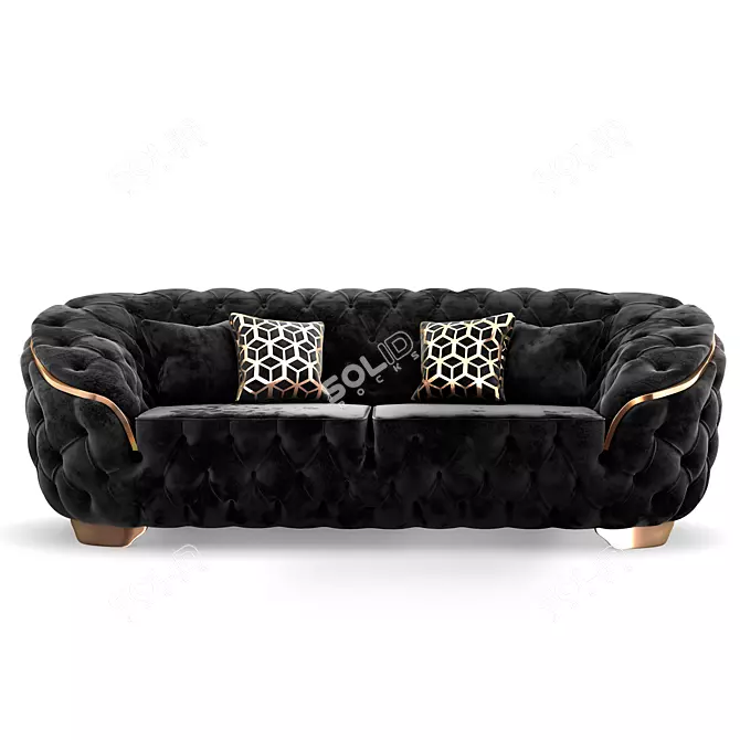 Luxurious Lupino Black Velvet Sofa 3D model image 5