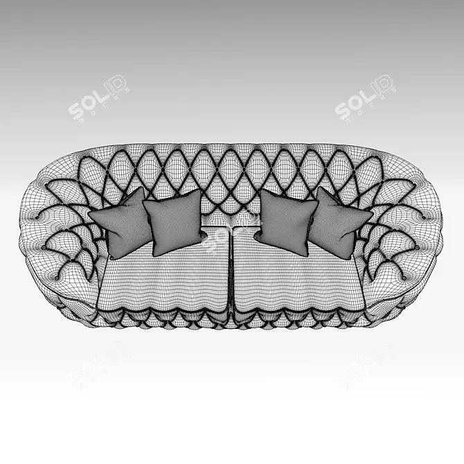 Luxurious Lupino Black Velvet Sofa 3D model image 6