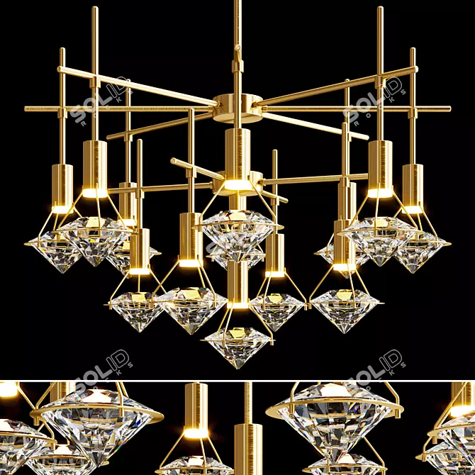 Elegant Glasgow CH Crystal Chandelier 3D model image 1