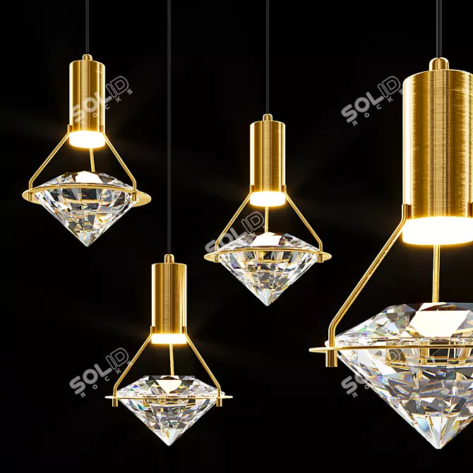 Glamorous Crystal Pendant 3D model image 1