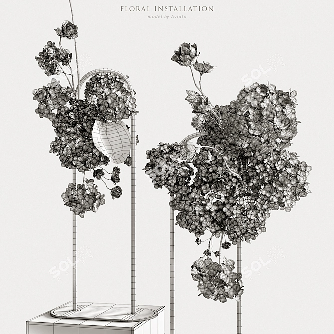Floral Art Installation 3D model image 4