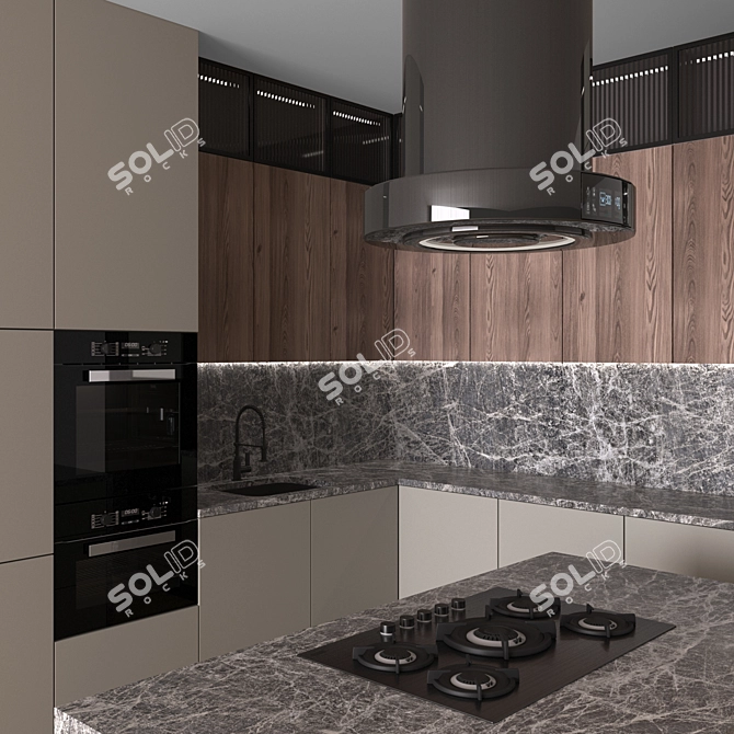 Modern Corner Kitchen with Appliances 3D model image 2