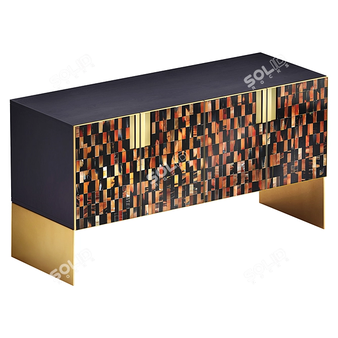 Modern Horn Wood Credenza 3D model image 1