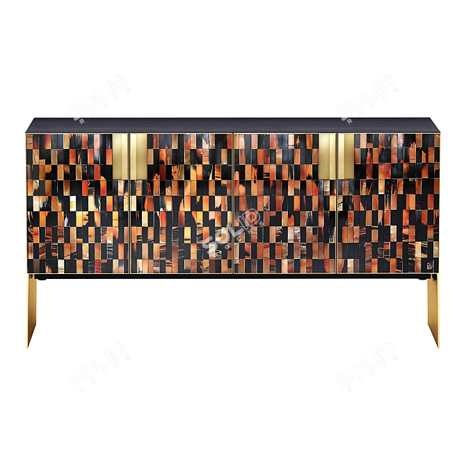 Modern Horn Wood Credenza 3D model image 2