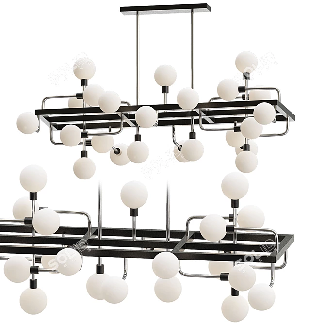 Industrial Hanging Light Fixture:LANSING 3D model image 2