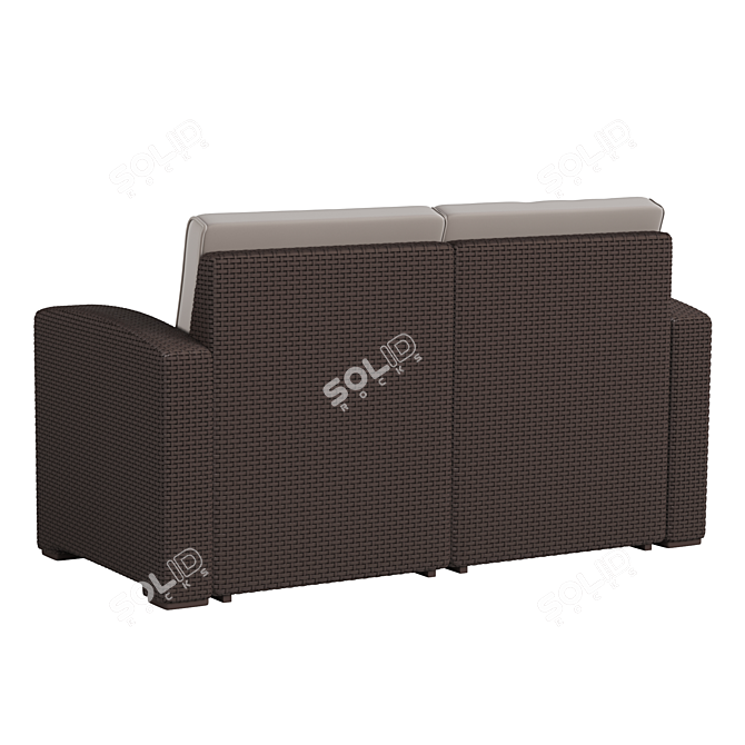 Chocolate Brown Rattan Loveseat 3D model image 2