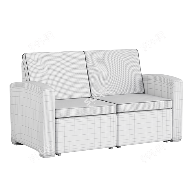 Chocolate Brown Rattan Loveseat 3D model image 3
