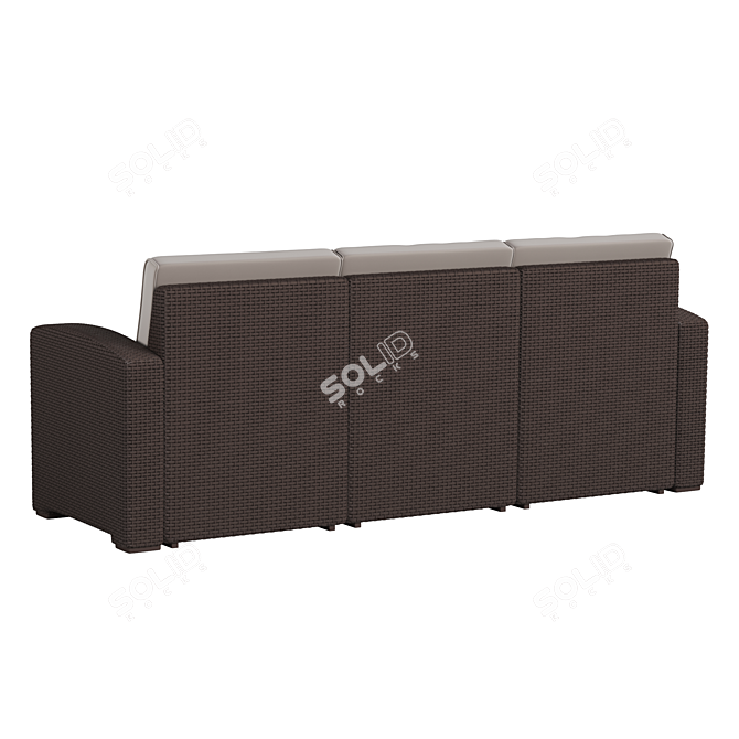 Faux Rattan Sofa: All-Weather, Brown 3D model image 2