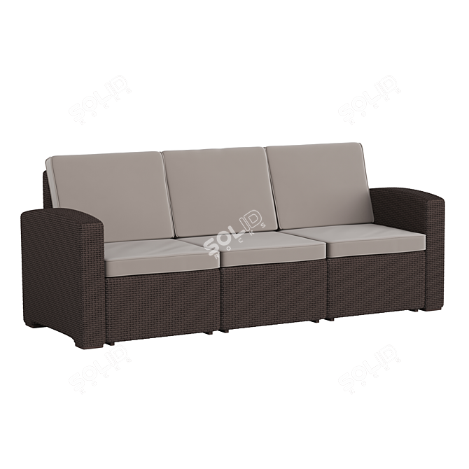 Faux Rattan Sofa: All-Weather, Brown 3D model image 3