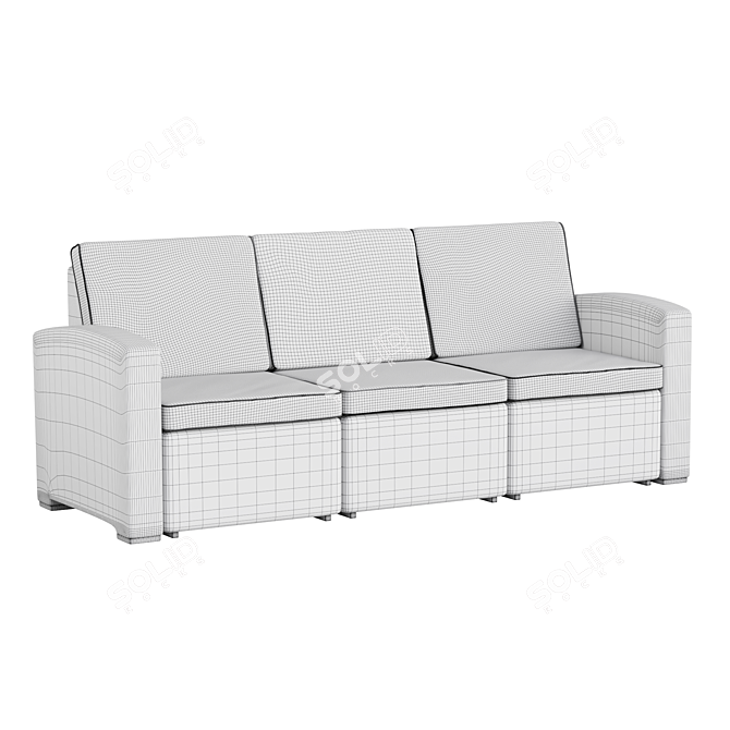 Faux Rattan Sofa: All-Weather, Brown 3D model image 4