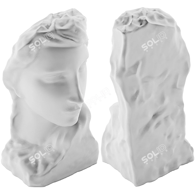 Elegant Dark Female Torso Sculpture 3D model image 5