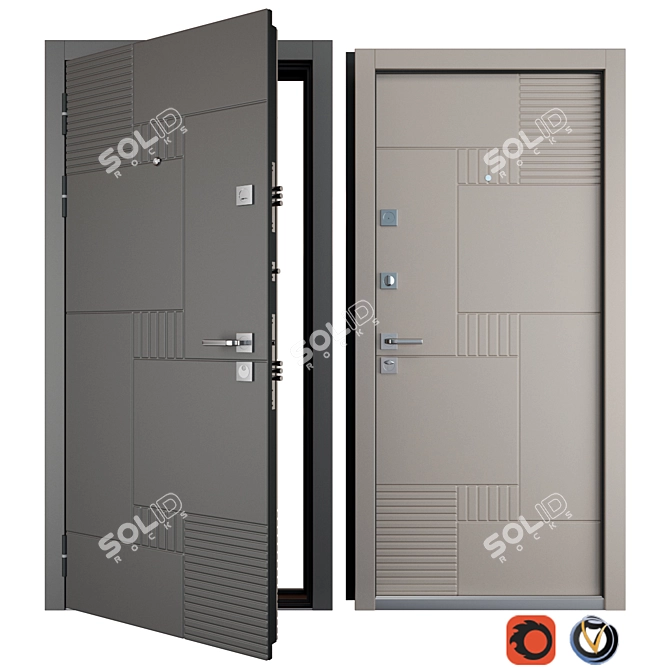 Aston (Favorit) Metal Entrance Door - Durable & Stylish 3D model image 1