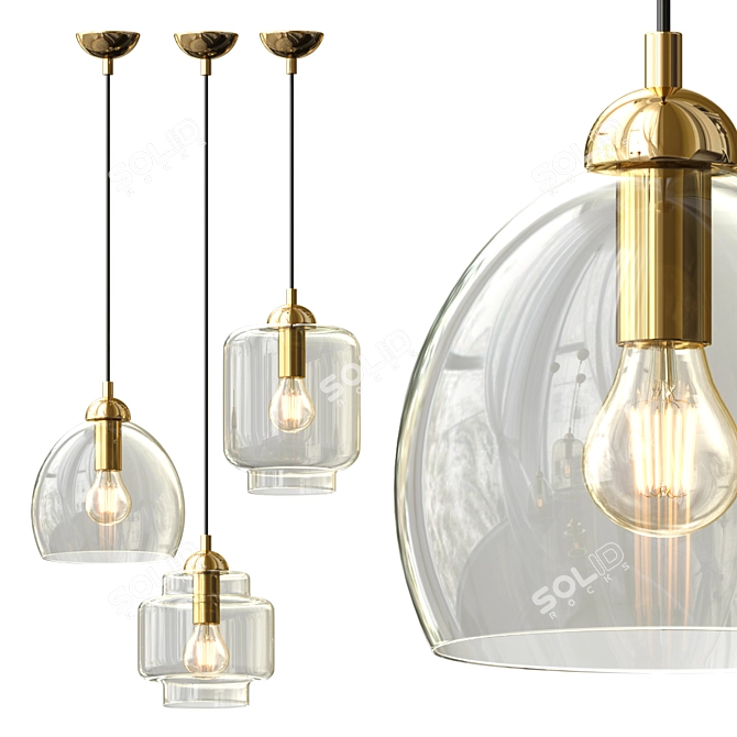 Elegant Glass Pendant Light 3D model image 1