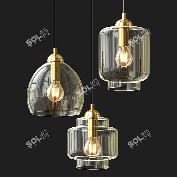 Elegant Glass Pendant Light 3D model image 2