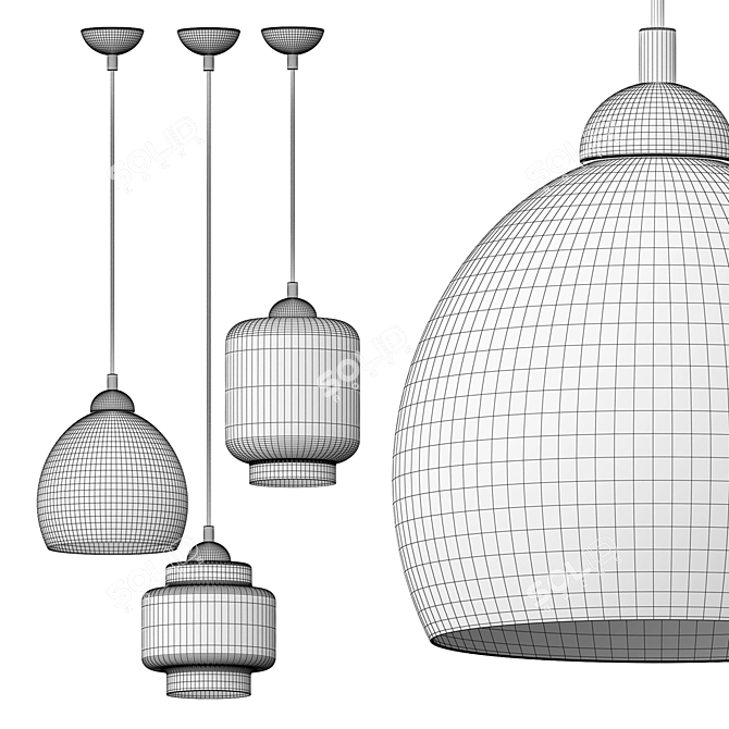 Elegant Glass Pendant Light 3D model image 3